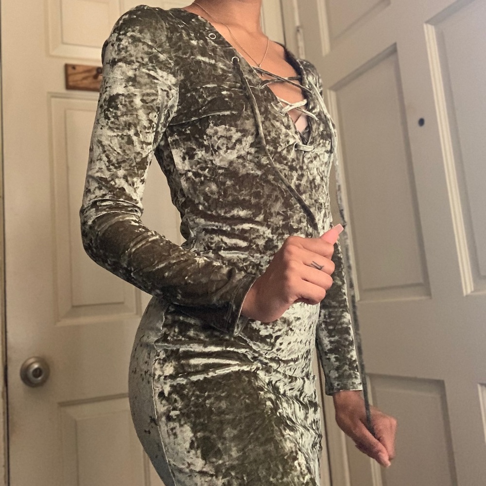 Crushed velvet mini dress